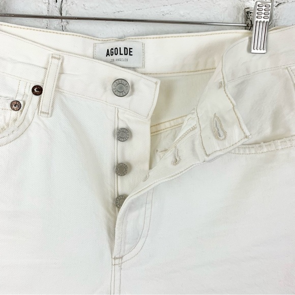 Agolde Parker White Cutoff Shorts Button Fly Denim Jean Shorts 26 - Picture 9 of 15